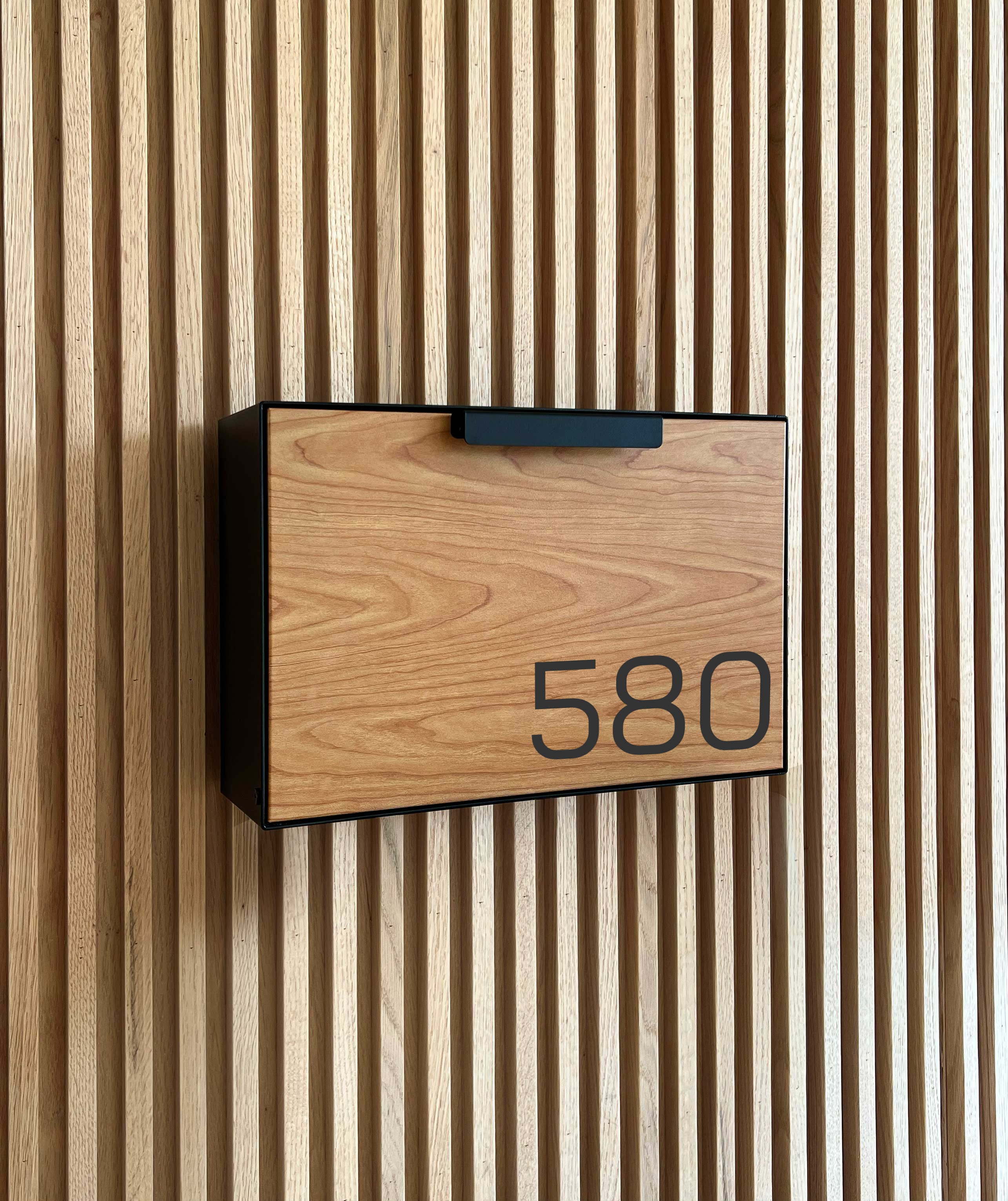 Allen Mailbox - Wood and Black Wall Mount Mailbox