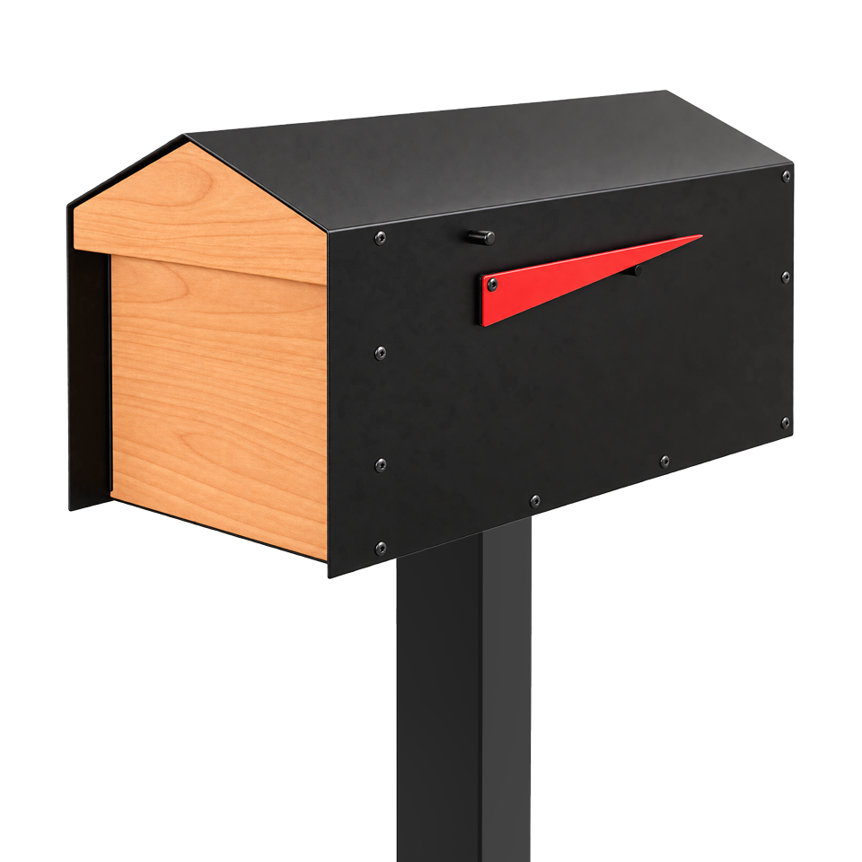 Calvin - Modern Mid-Century Post Mounted Mailbox with Lock