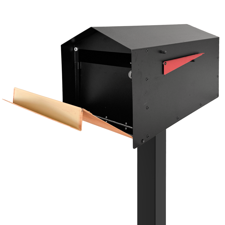Calvin - Modern Mid-Century Post Mounted Mailbox with Lock