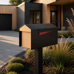 Calvin - Modern Mid-Century Post Mounted Mailbox with Lock