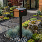 Calvin - Modern Mid-Century Post Mounted Mailbox with Lock