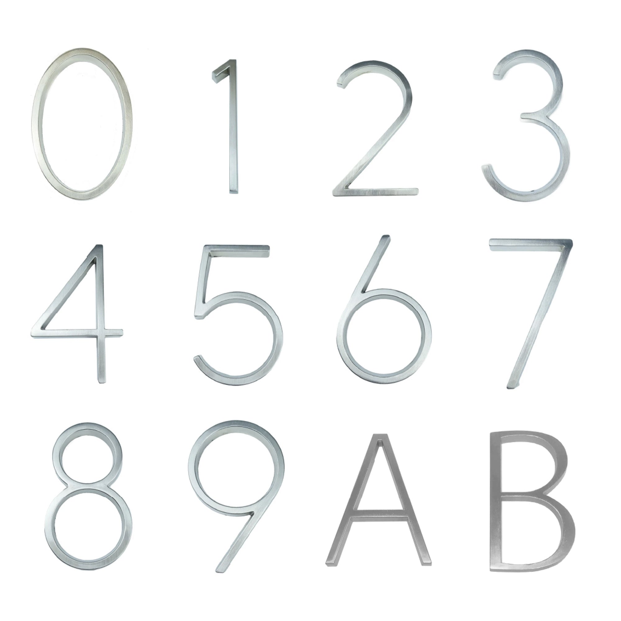 Modern House Numbers - Silver, Floating and Flush Mount