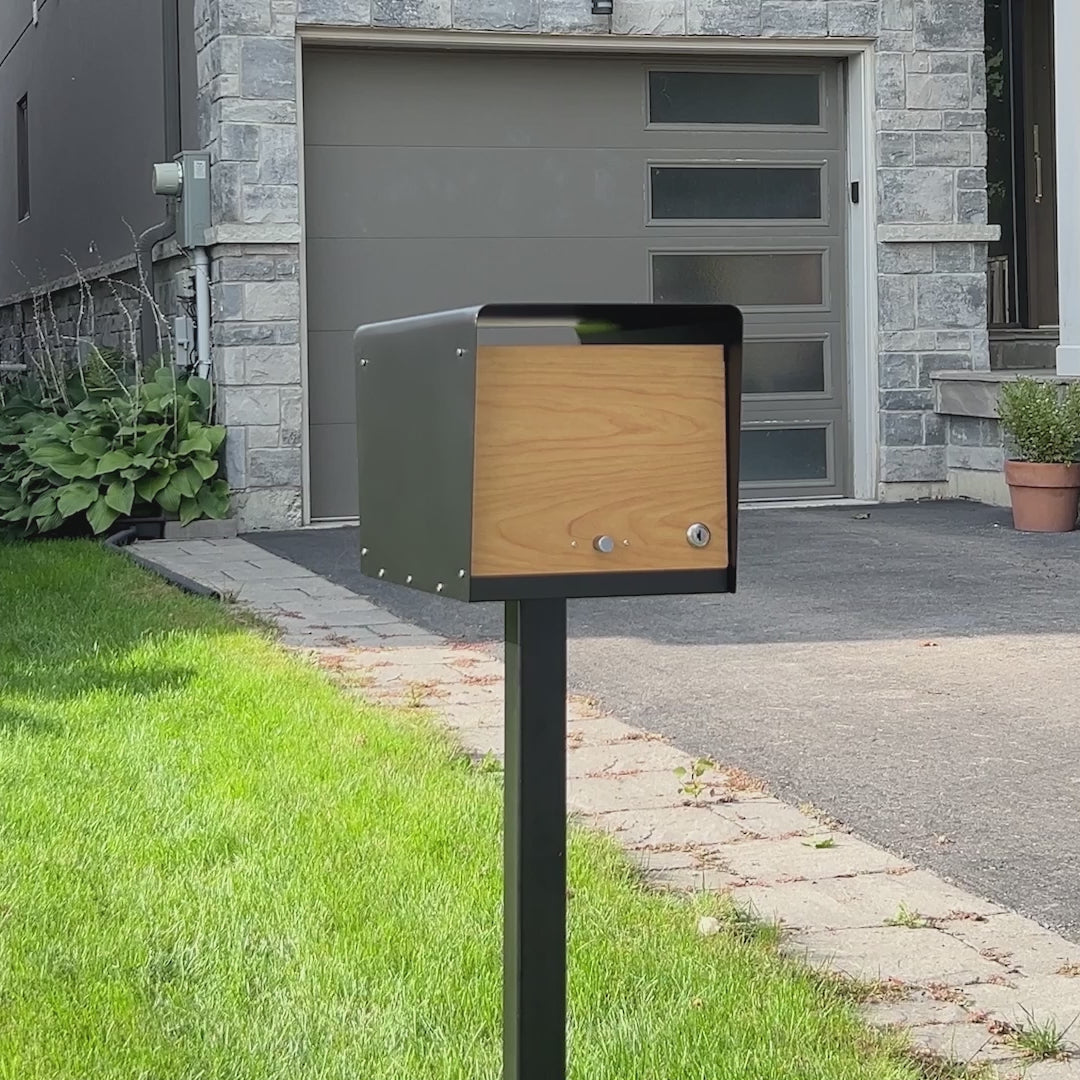Charles - Modern Mid-Century Post Mounted Mailbox with Lock